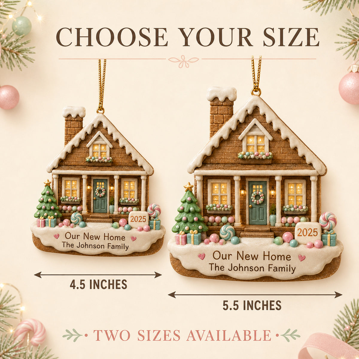 Personalized Gingerbread Pastel New Home Photo Acrylic Ornament