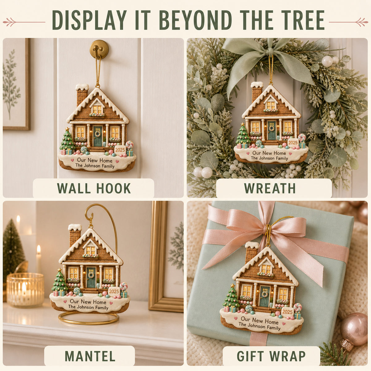 Personalized Gingerbread Pastel New Home Photo Acrylic Ornament