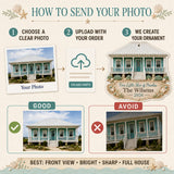 Personalized Gingerbread Coastal Sugar House Photo Acrylic Ornament
