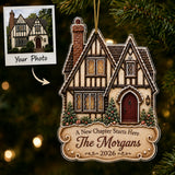 Personalized Gingerbread Tudor Storybook Home Photo Acrylic Ornament