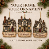 Personalized Gingerbread Tudor Storybook Home Photo Acrylic Ornament