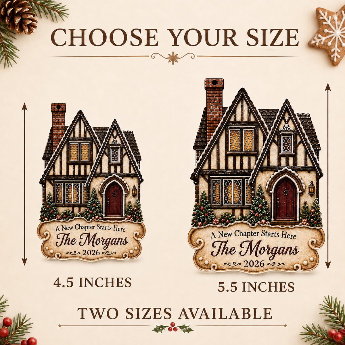 Personalized Gingerbread Tudor Storybook Home Photo Acrylic Ornament
