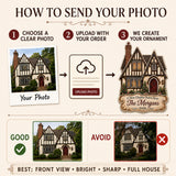Personalized Gingerbread Tudor Storybook Home Photo Acrylic Ornament
