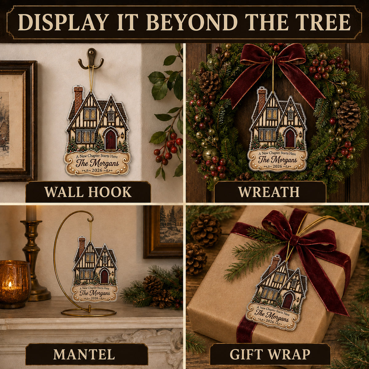 Personalized Gingerbread Tudor Storybook Home Photo Acrylic Ornament