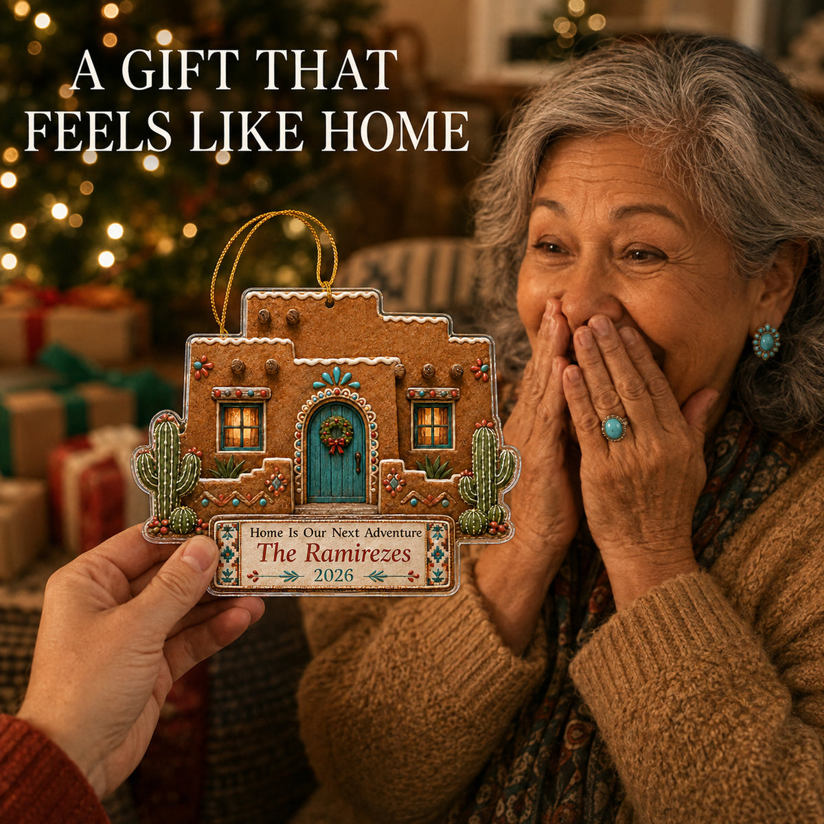 Personalized Gingerbread Southwest Casita Photo Acrylic Ornament