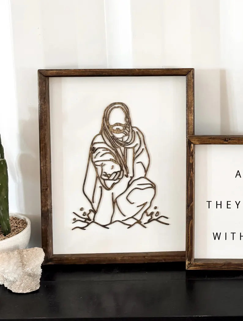 Stunning Jesus Christ “Reaching to Rescue” Wood Sign / SVG Digital Download – Faith Wall Art | Final