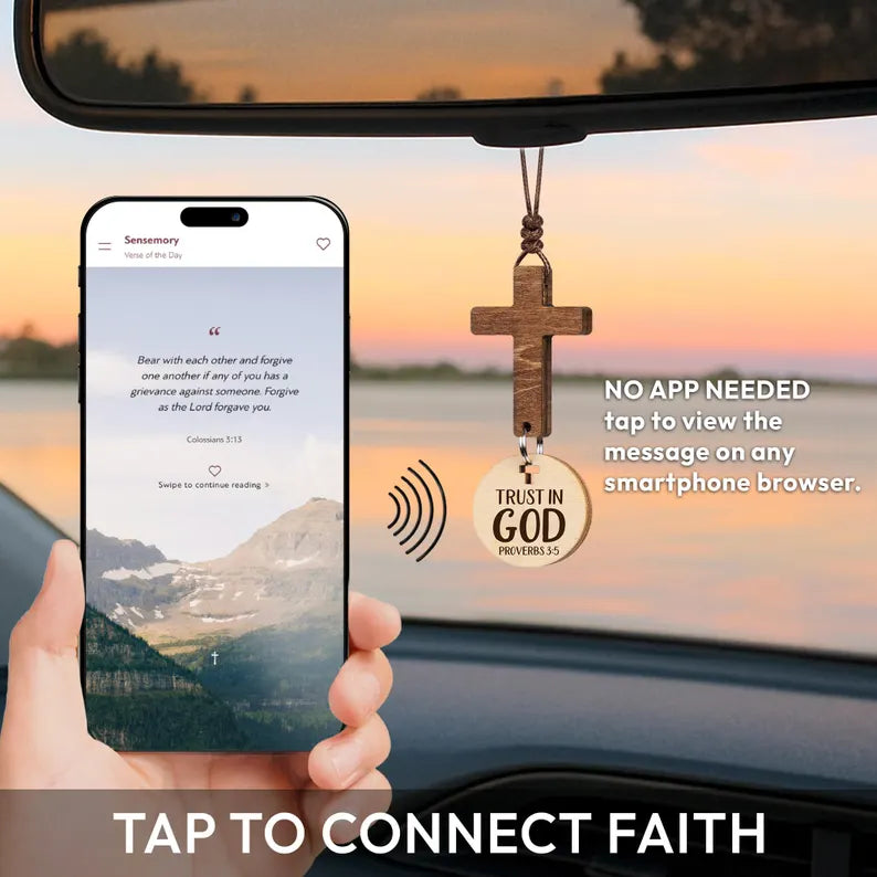 Wooden Cross Car Hanging Ornament – Christian Car Charm Gift | Final