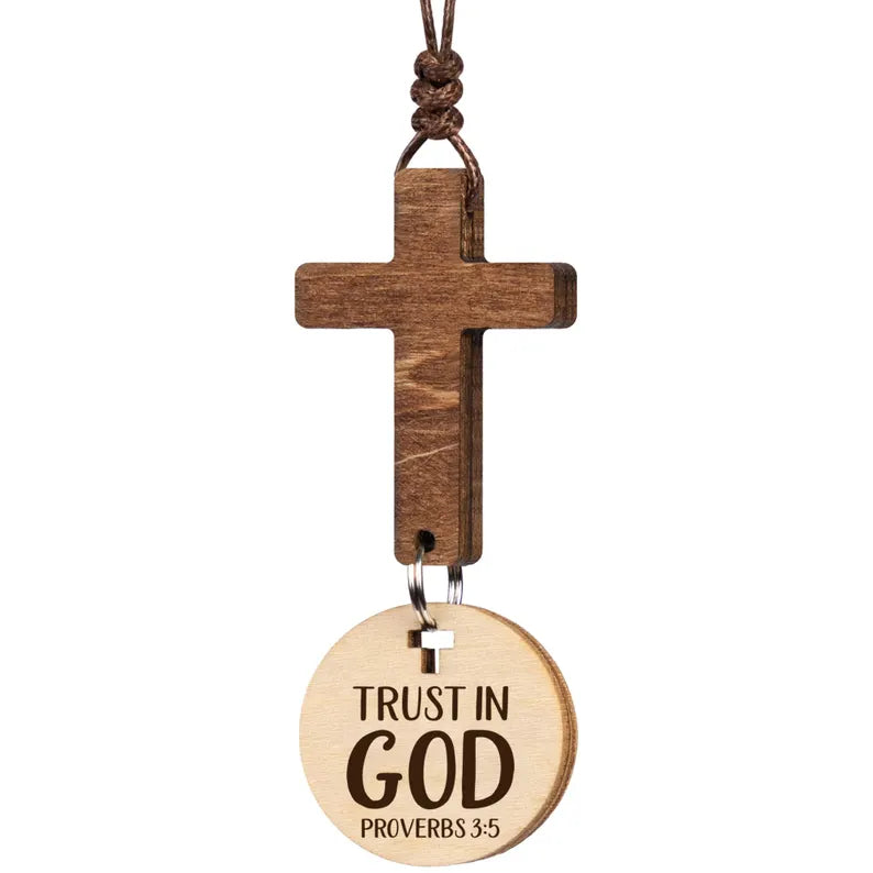 Wooden Cross Car Hanging Ornament – Christian Car Charm Gift | Final