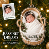 Personalized Baby Bassinet Dreams Photo Ornament - Custom Acrylic Christmas Keepsake