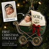Personalized Baby First Christmas Stroller Photo Ornament - Custom Acrylic Christmas Keepsake - image 1