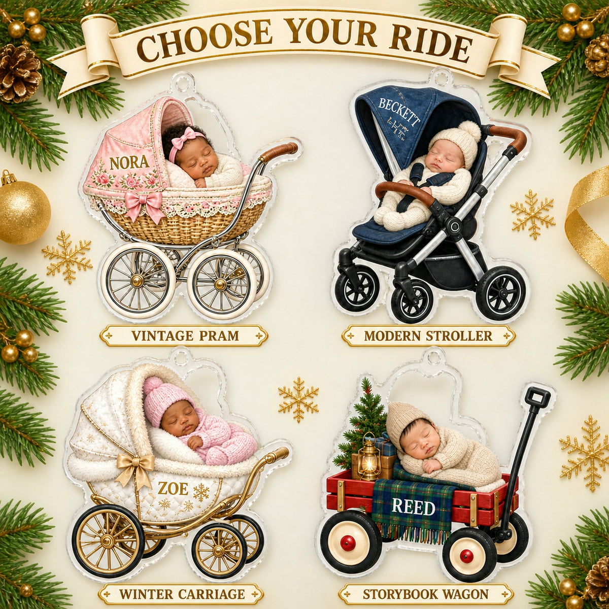 Personalized Baby First Christmas Stroller Photo Ornament - Custom Acrylic Christmas Keepsake - image 4