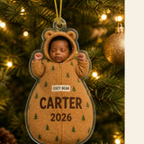 Personalized Woodland Baby Animal Swaddle Photo Ornament - Custom Acrylic Christmas Keepsake - image 2