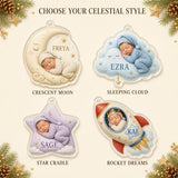 Personalized Moon and Stars Sleeping Baby Photo Ornament - Custom Acrylic Christmas Keepsake - image 4