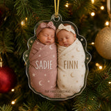Personalized Twins First Christmas Photo Ornament - Custom Acrylic Christmas Keepsake - image 2