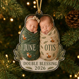 Personalized Twins First Christmas Photo Ornament - Custom Acrylic Christmas Keepsake - image 3