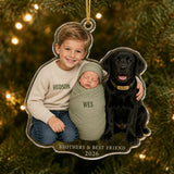 Personalized Baby Sibling and Pet Photo Ornament - Custom Acrylic Christmas Keepsake - image 2