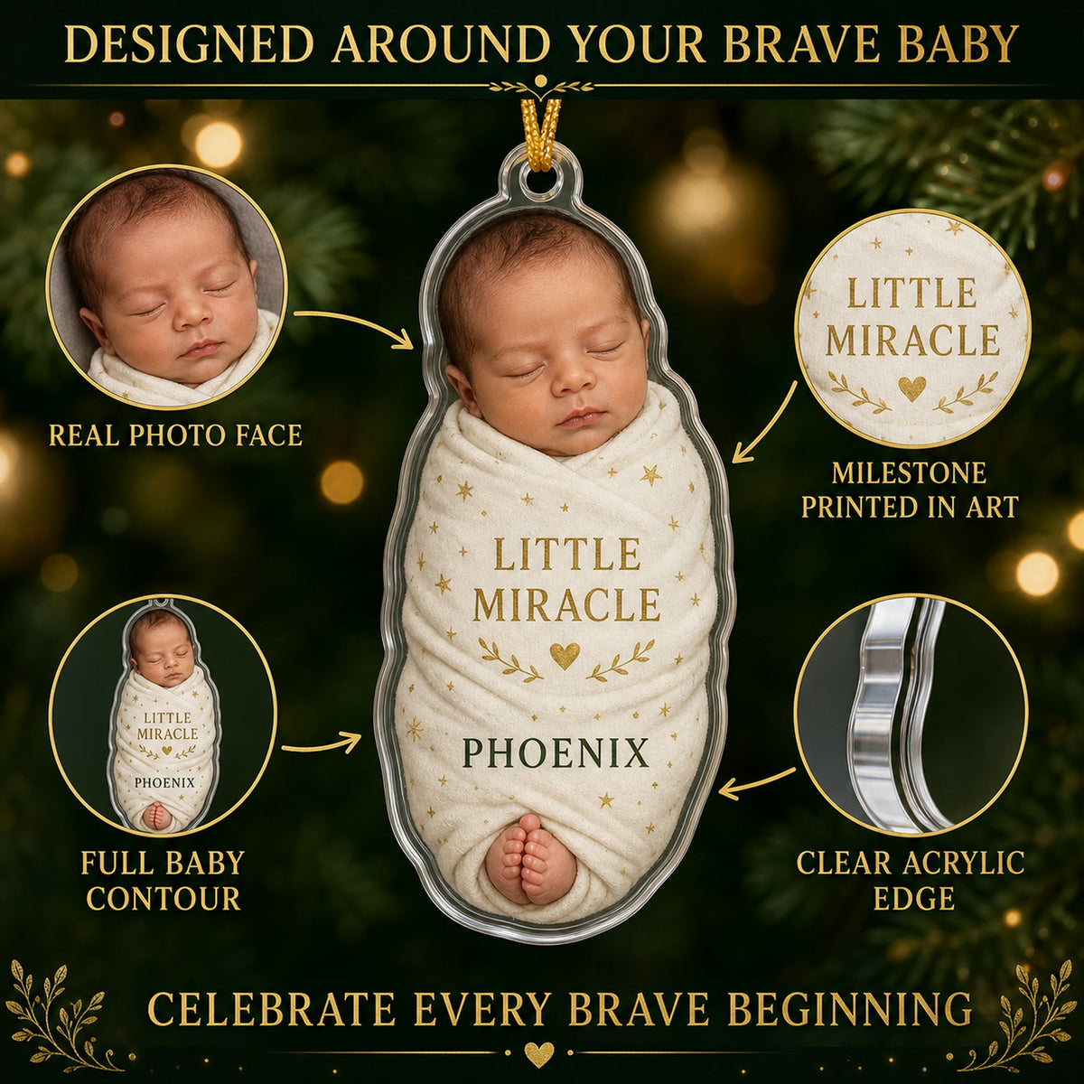 Personalized NICU Graduate Baby Photo Ornament - Custom Acrylic Christmas Keepsake - image 6