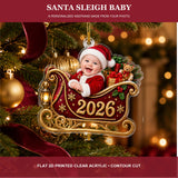 Personalized Santa Sleigh Baby 2026 Photo Ornament - Custom Acrylic Christmas Keepsake - image 2