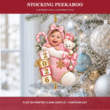Personalized Baby Stocking Peekaboo 2026 Photo Ornament - Custom Acrylic Christmas Keepsake - image 3