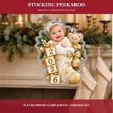 Personalized Baby Stocking Peekaboo 2026 Photo Ornament - Custom Acrylic Christmas Keepsake - image 4