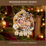 Personalized Reindeer Moon Cradle Baby 2026 Photo Ornament - Custom Acrylic Christmas Keepsake - image 2