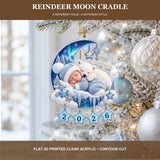 Personalized Reindeer Moon Cradle Baby 2026 Photo Ornament - Custom Acrylic Christmas Keepsake - image 3