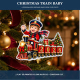 Personalized Christmas Train Baby 2026 Photo Ornament - Custom Acrylic Christmas Keepsake - image 2