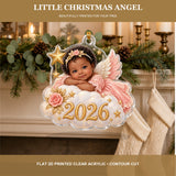 Personalized Little Christmas Angel Baby 2026 Photo Ornament - Custom Acrylic Christmas Keepsake - image 4