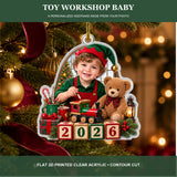 Personalized Toy Workshop Baby 2026 Photo Ornament - Custom Acrylic Christmas Keepsake - image 2
