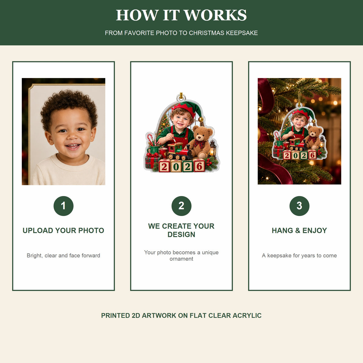 Personalized Toy Workshop Baby 2026 Photo Ornament - Custom Acrylic Christmas Keepsake - image 6