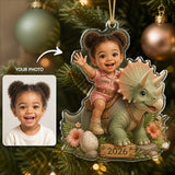 Personalized Chibi Dinosaur Adventure Photo Ornament - Custom Acrylic Christmas Keepsake - image 2