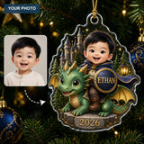 Personalized Chibi Dragon Rider Photo Ornament - Custom Acrylic Christmas Keepsake - image 1