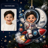 Personalized Chibi Space Explorer Photo Ornament - Custom Acrylic Christmas Keepsake - image 1