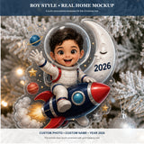 Personalized Chibi Space Explorer Photo Ornament - Custom Acrylic Christmas Keepsake - image 3