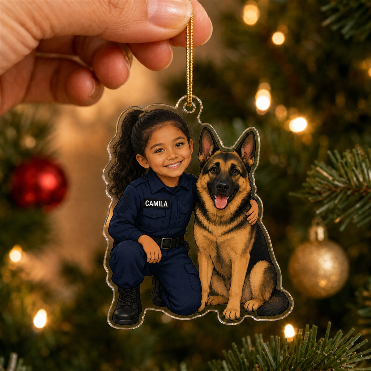 Personalized Kids Police Officer Photo Ornament - Custom Acrylic Christmas Keepsake - image 4