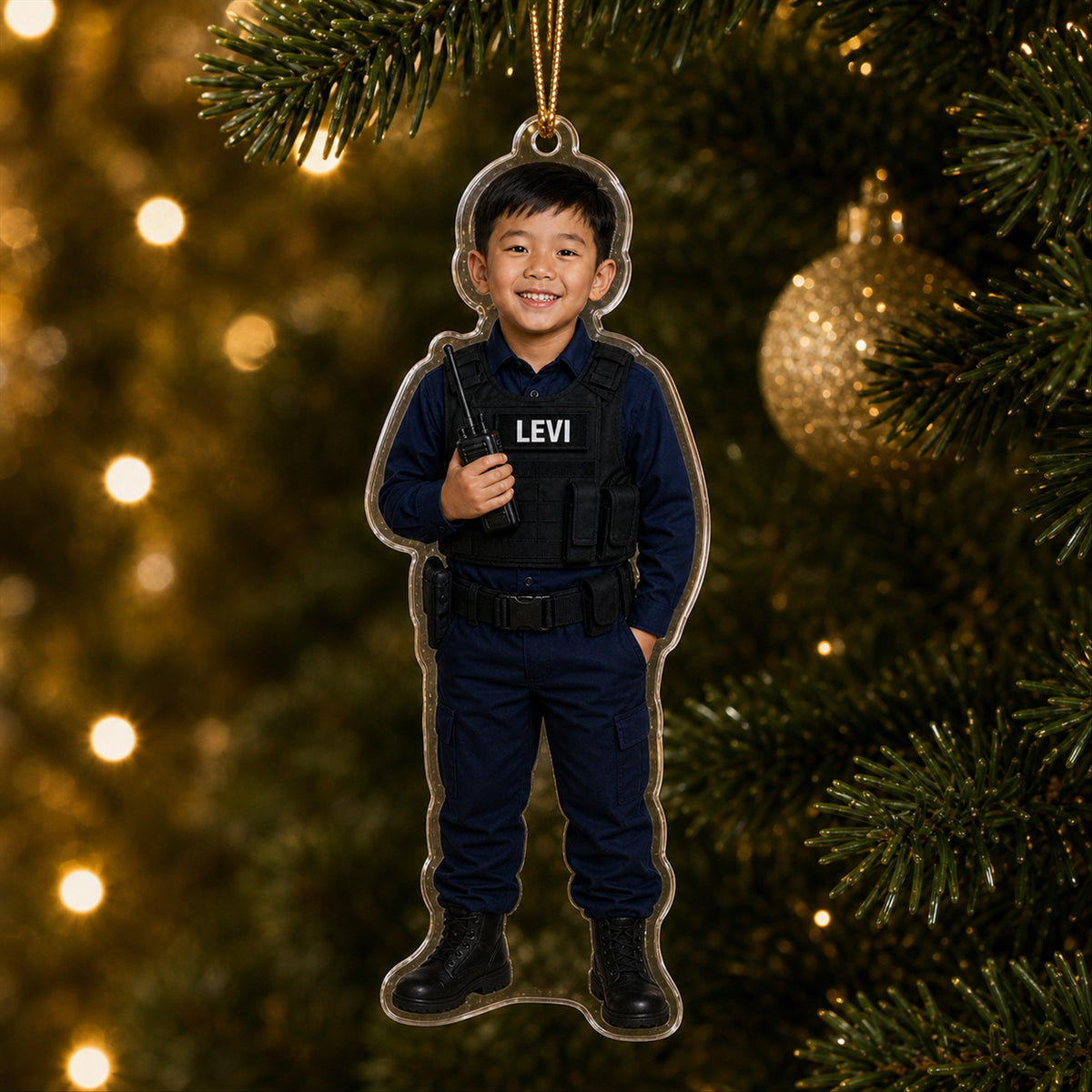 Personalized Kids Police Officer Photo Ornament - Custom Acrylic Christmas Keepsake - image 5