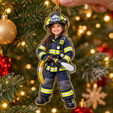 Personalized Kids Firefighter Photo Ornament - Custom Acrylic Christmas Keepsake - image 4