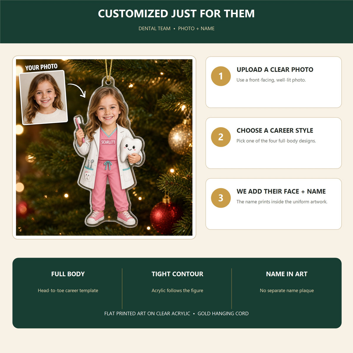 Personalized Kids Dentist Photo Ornament - Custom Acrylic Christmas Keepsake - image 6