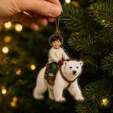 Personalized Kids Woodland Winter Photo Ornament - Custom Acrylic Christmas Keepsake - image 3