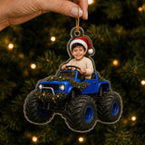 Personalized Kids Monster Truck Driver Photo Ornament - Custom Acrylic Christmas Keepsake - image 3
