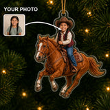 Personalized Kids Western Farm Photo Ornament - Custom Acrylic Christmas Keepsake - image 1
