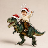 Personalized Dinosaur Rider Christmas Photo Ornament - Custom Acrylic Christmas Keepsake - image 4