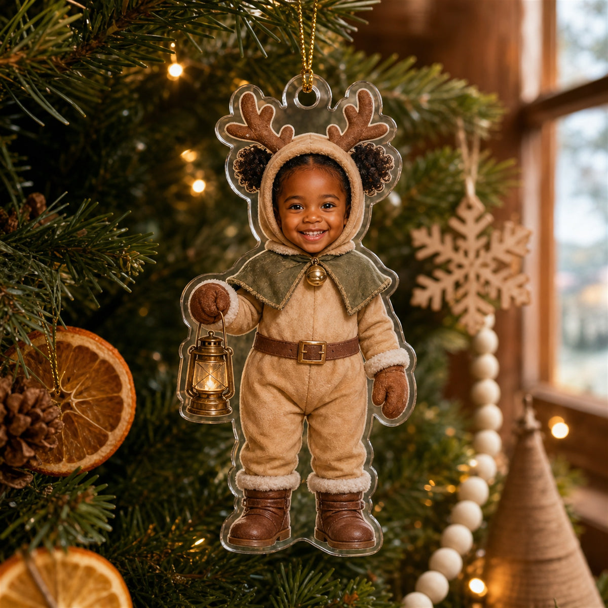 Personalized Baby Reindeer Christmas Photo Ornament - Custom Acrylic Christmas Keepsake - image 2