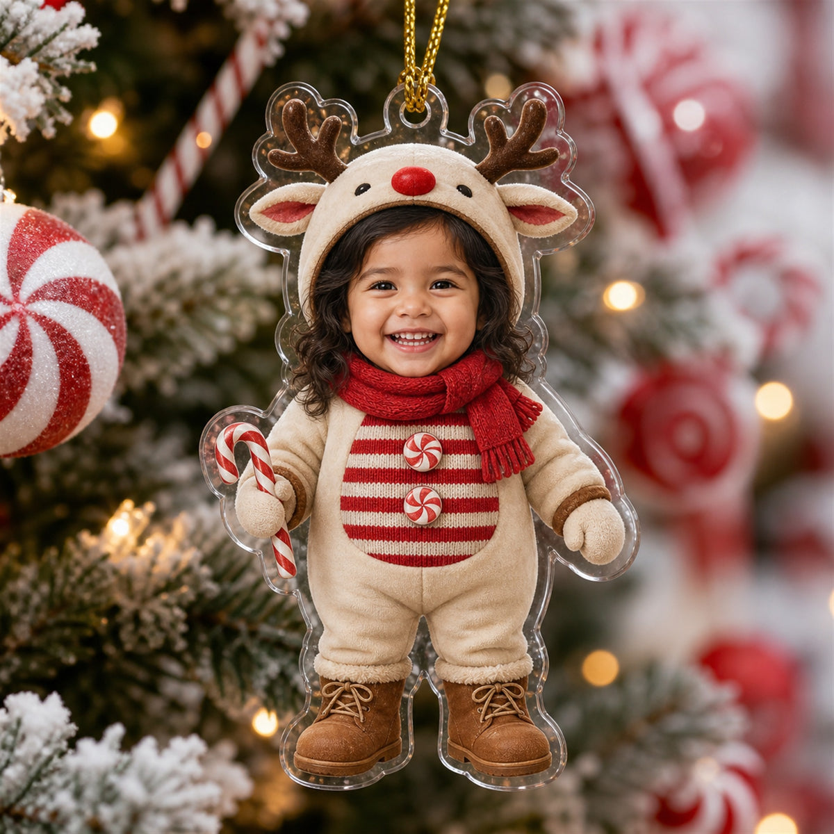 Personalized Baby Reindeer Christmas Photo Ornament - Custom Acrylic Christmas Keepsake - image 4