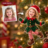 Personalized Baby Elf Christmas Photo Ornament - Custom Acrylic Christmas Keepsake - image 1
