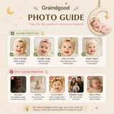 Personalized baby photo birth statistics moon ornament