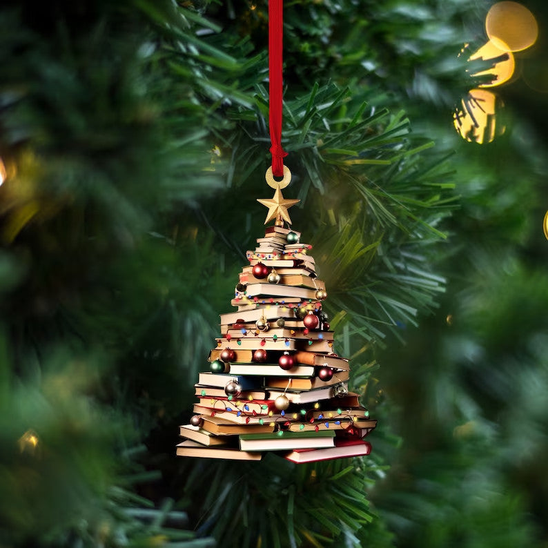 Christmas Tree of Book Ornament, Christmas Gifts For Book Lovers, Book Worms, Book Club Ornament, Book Lover Christmas Gifts, Librarian | Books Tree