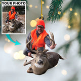 Customized Photo Ornament I Love Being A Hunter - Personalized Photo Mica Ornament - Christmas Gift For Hunting Lovers, Hunter | NB Hunting