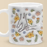 Personalized Holding Mom 3D Inflated effect Mug, Mother Day Floral Mug, Mother Day Mug for Mom