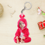 Custom Baby Rabbit Keychain, Rabbit Keychain, Easter Photo Keychain, Easter's Day Gift